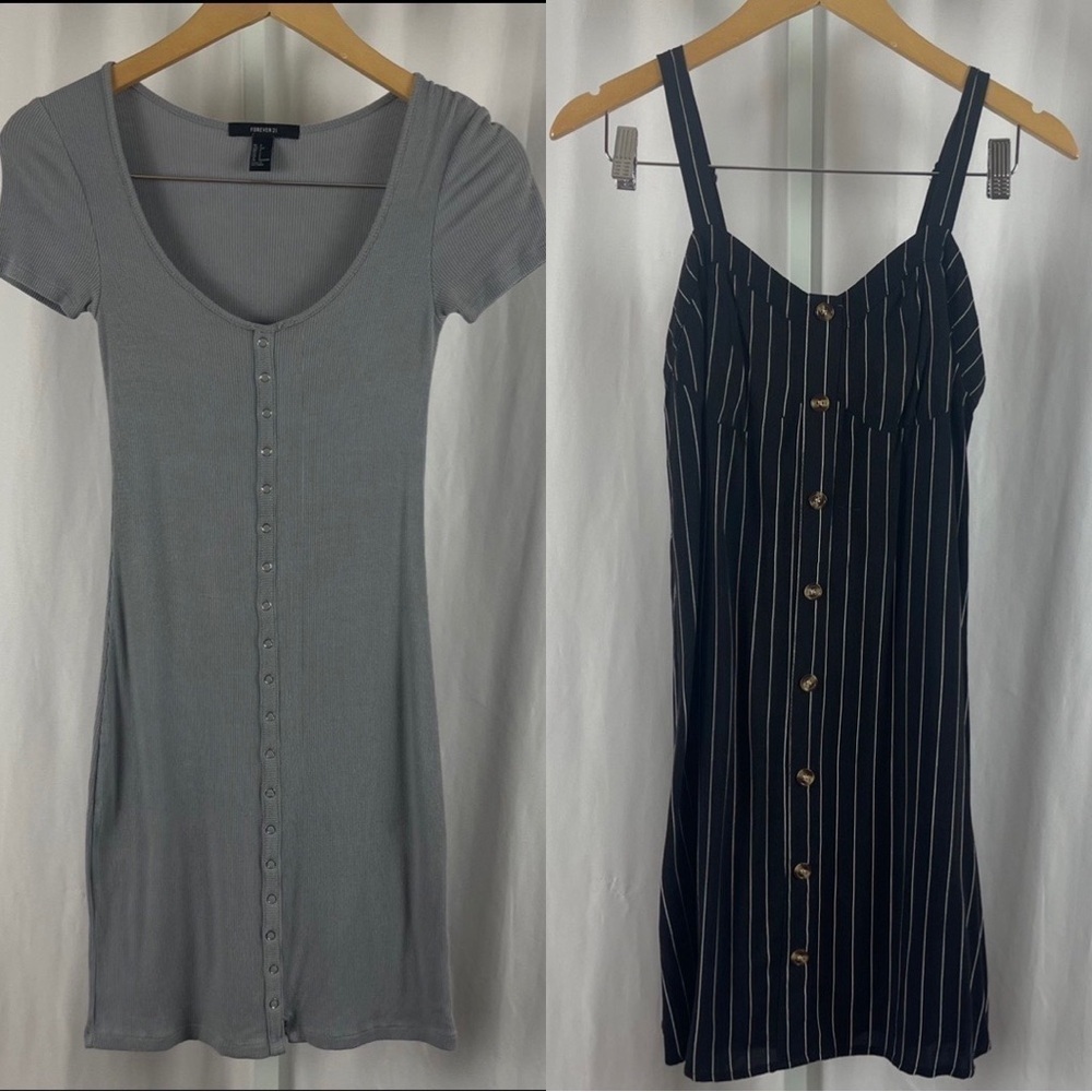 Forever 21 Justify Small Ribbed Bodycon Striped Retro Dress Bundle